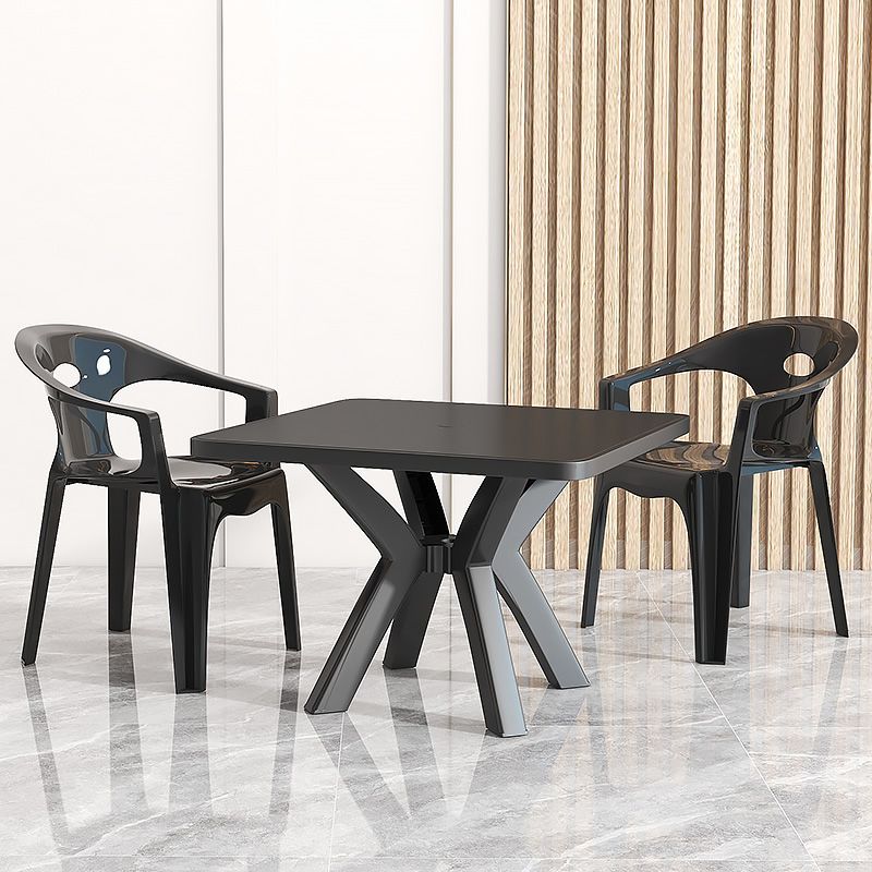 Modern Square Patio Dining Table 1/5 PCS Dining Set with Acrylic Chairs for Outdoors
