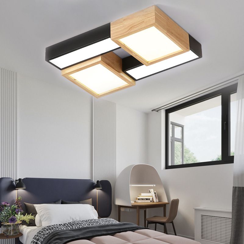 Luz cuadrada y rectangular para baño, montaje empotrado, acrílico, estilo moderno, 20,5 "/24,5" de ancho, LED, negro/blanco, accesorio de techo
