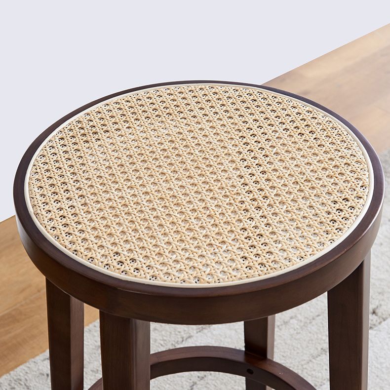 Modern Backless Bar-stool Round Counter Bar Stool with Wooden Legs