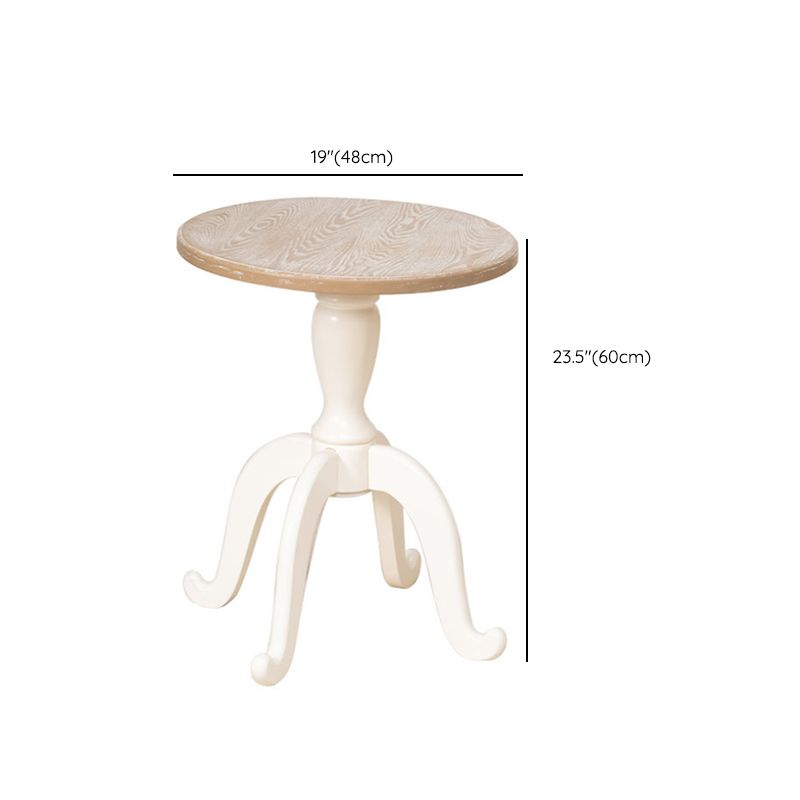 Rustic End Table Living Room Metal 4 Legs Solid Wood Side Table