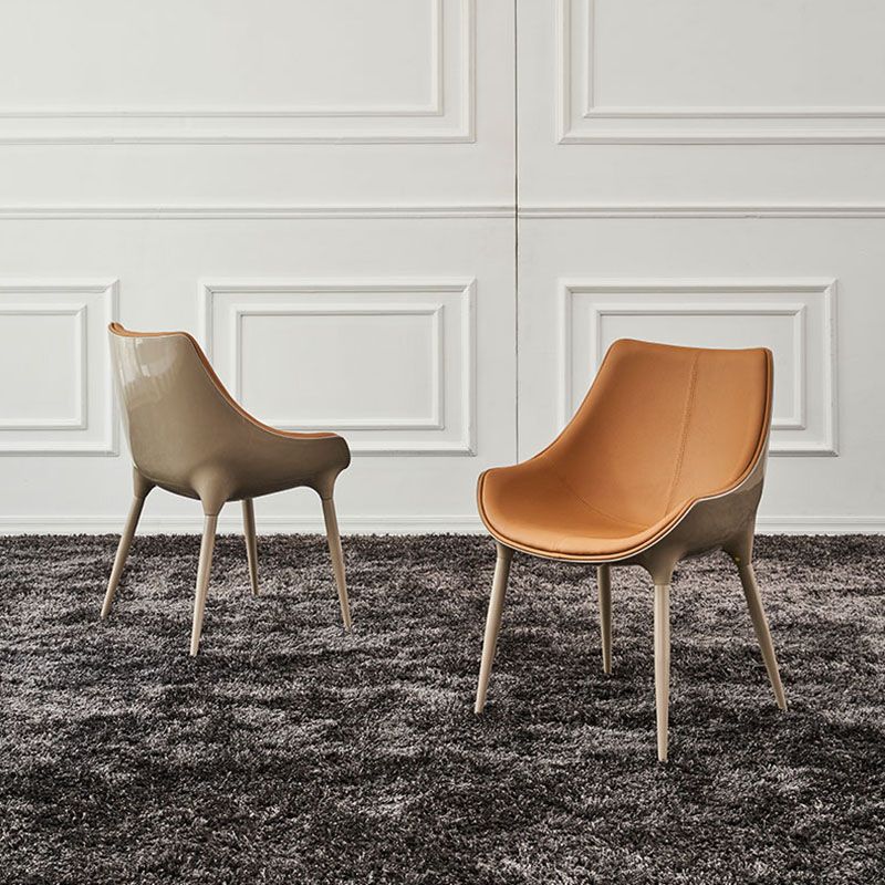 Faux Leather Dining Chair Parsons Chair in Matte Finish for Home