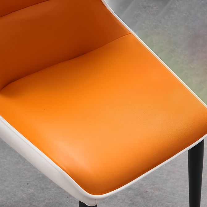 Sillas de comedor de cuero de estilo minimalista Sillas laterales con brazo Parsons y respaldo (juego de 2)