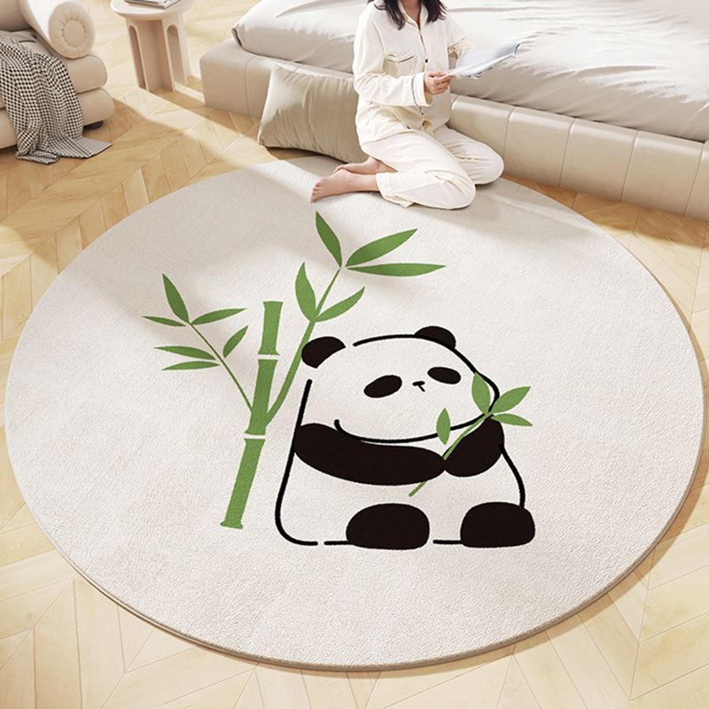 Contemporary Round Indoor Rug Animal Print Carpet Pet Friendly Lambswool Carpet