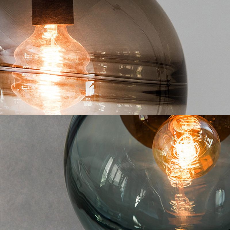 Globe Hanging Ceiling Light Contemporary Blue/Coffee Glass 1 Light Dining Room Pendant Light