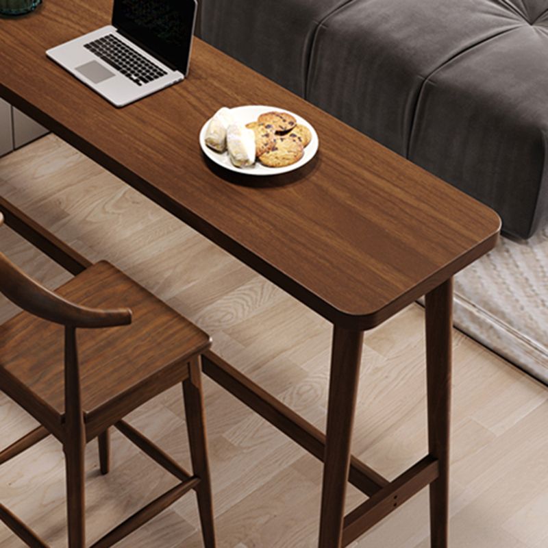 Contemporary Style Rectangle Solid Wood Bar Stool Table for Living Room