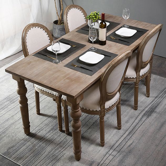 Traditional 1/2/5/7 Pieces Rectangle Dining Set Solid Wood Dining Table with Chairs