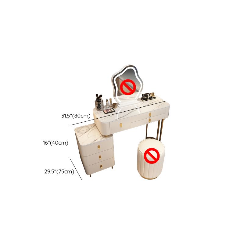 Modern Dressing Table with 6 Drawers and Stone Top in Solid Wood Frame