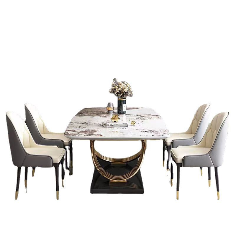 Glam Style Furniture Rectangle Stone Dining Room Table for Dining Room
