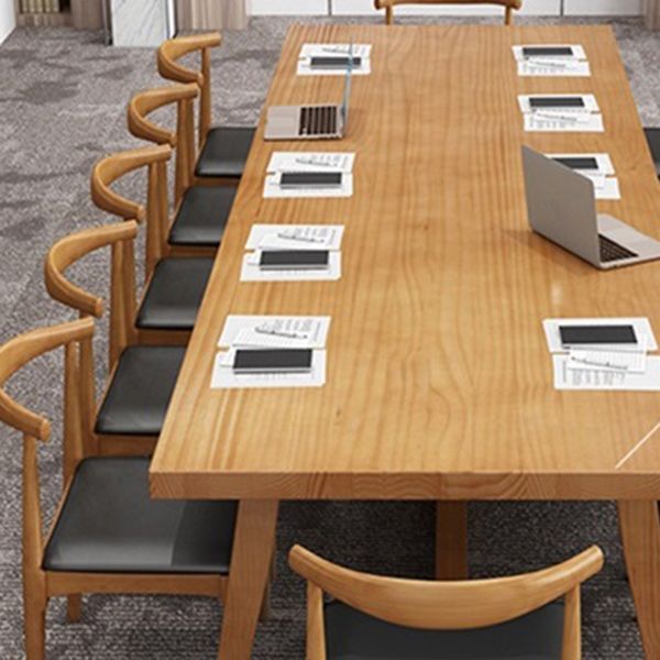 Tavolo rettangolare contemporaneo in legno massiccio tavolo da pranzo in legno con cavalletto