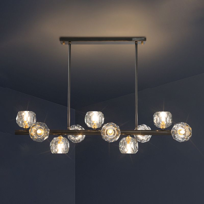 Globe Crystal Island Lighting Fixture Modern Elegant Ceiling Pendant Light for Dining Room