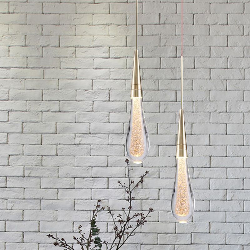 1 Light Bubble Crystal Ceiling Lamp Modern Brass Droplet Living Room LED Pendant Light