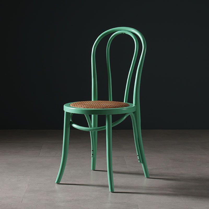 Silla de comedor de estilo tradicional, silla lateral de comedor con respaldo Windsor de cocina de madera de ratán