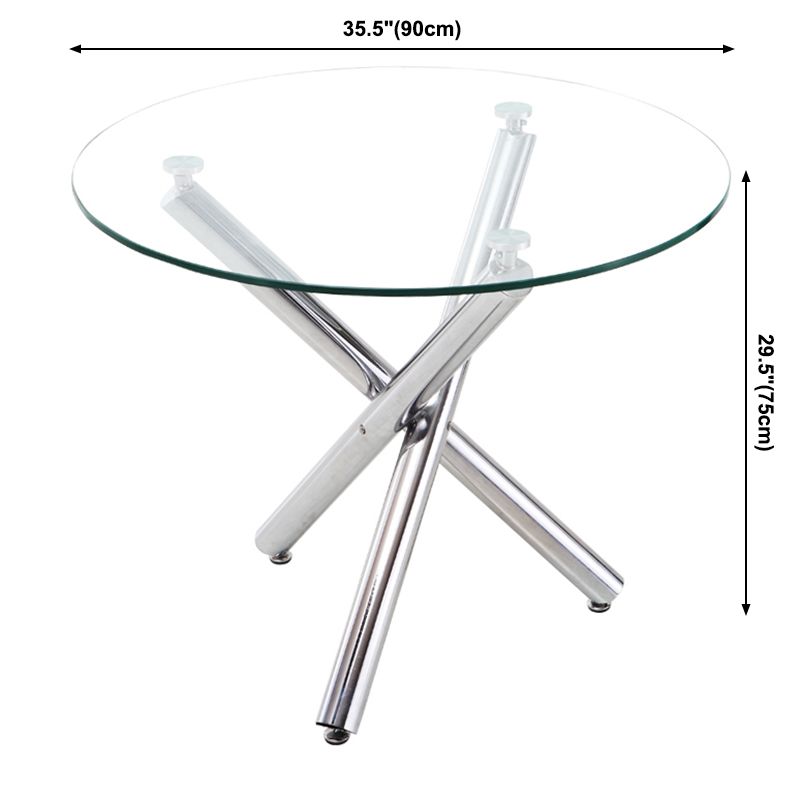 Ronde vorm transparant eettafel glazen tafel minimalistisch met 3 poten