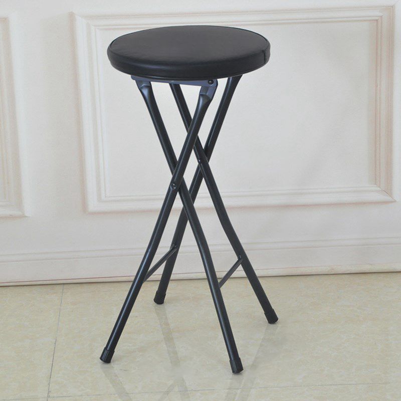 Modern Counter Chair Foldable Bistro Round Shape Cushion Chair with Metal 4 Legs