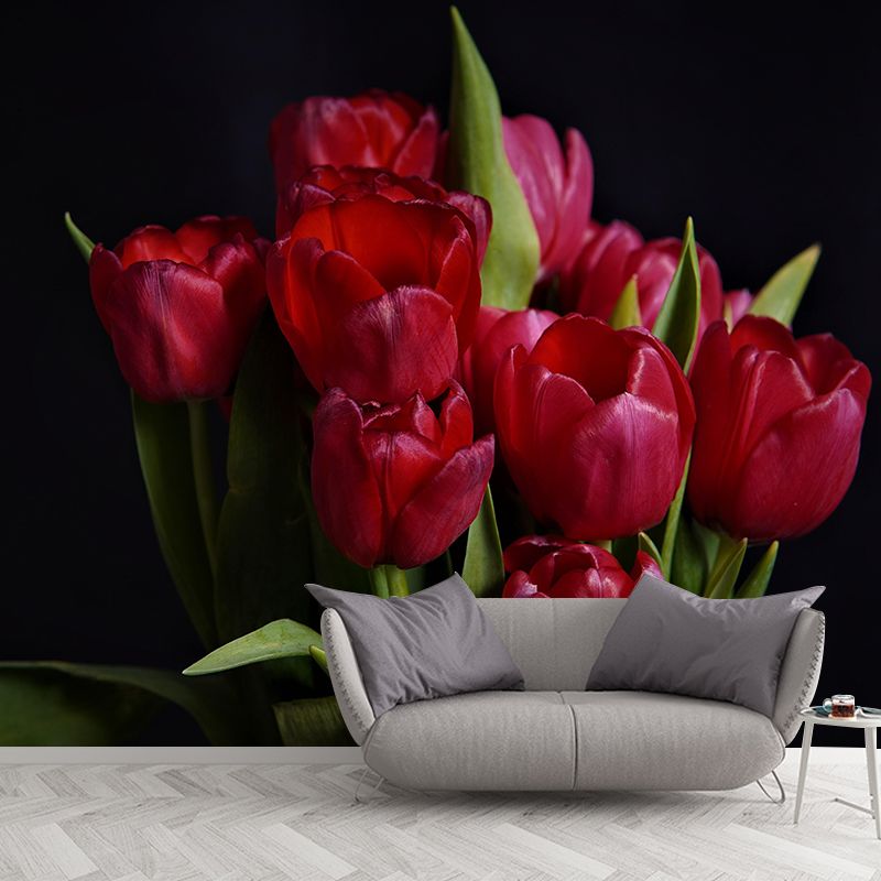 Customized Tulips Mural Wall Covering Eco-friendly Wallpaper for Bedroom