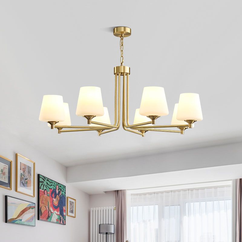 Moderne stijl conische plafondophanging verlichting multi -lichten melkglas plafond kroonluchter