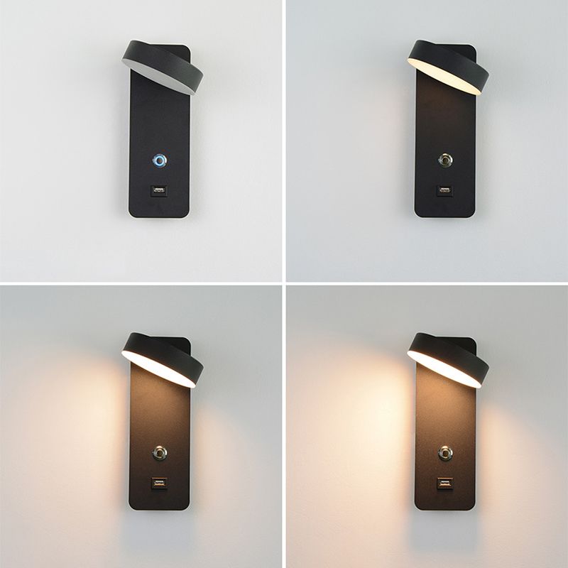 Rotatable Touch Dimming Wall Lamp Nordic Bedside LED Reading Wall Light with USB Port