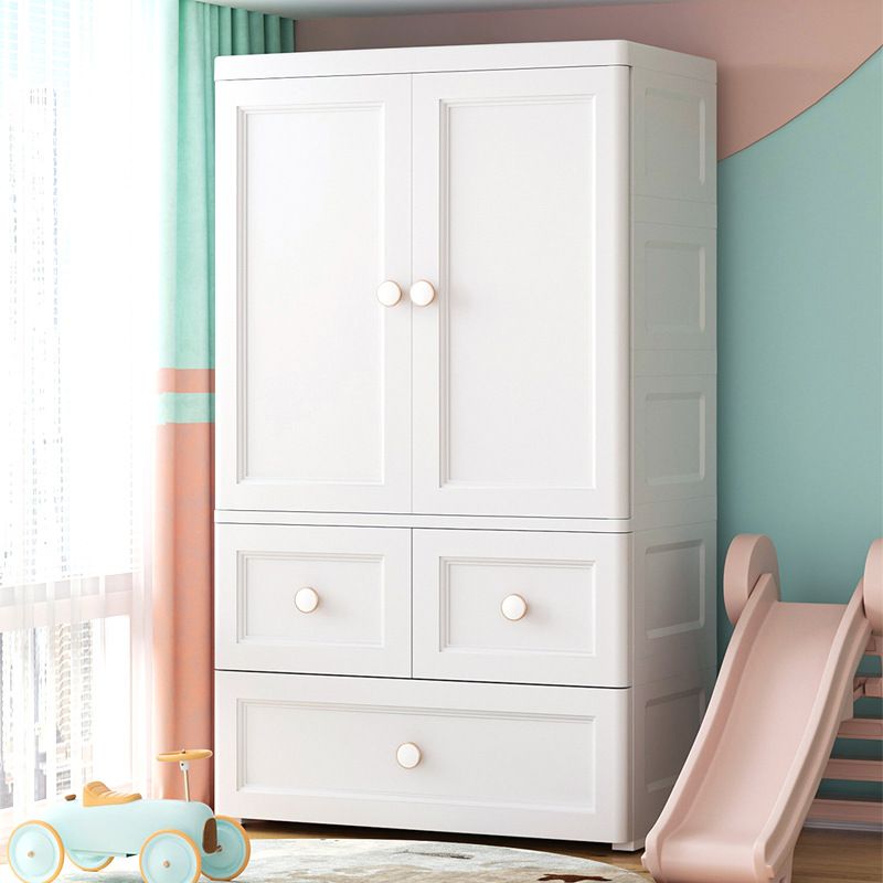 White and Grey Wardrobe Armoire Contemporary Plastic Wardrobe