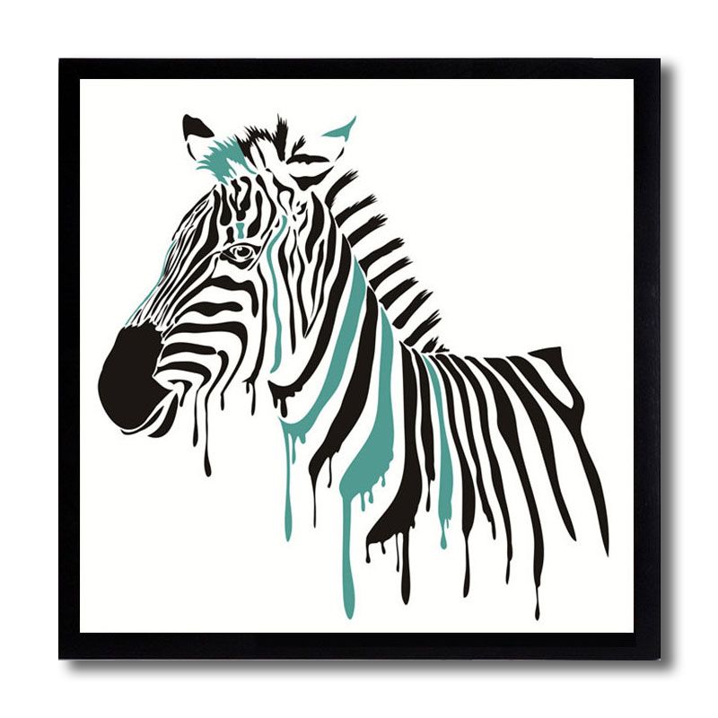 Zebra-Leinwandkunst, modernes dekoratives Wohnzimmergemälde in mehrfarbig