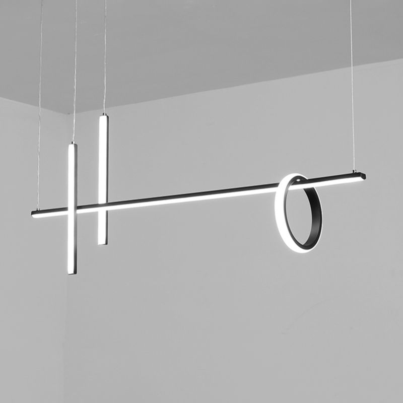 Acrylic Linear Ceiling Pendant Light Simple Black LED Hanging Island over Island