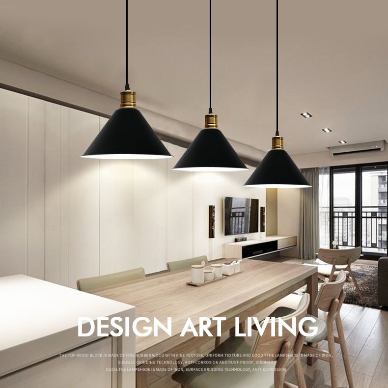 Metal Tapered Hanging Light Nordic Modern Style 1 Light Restaurant Ceiling Pendant Lamp