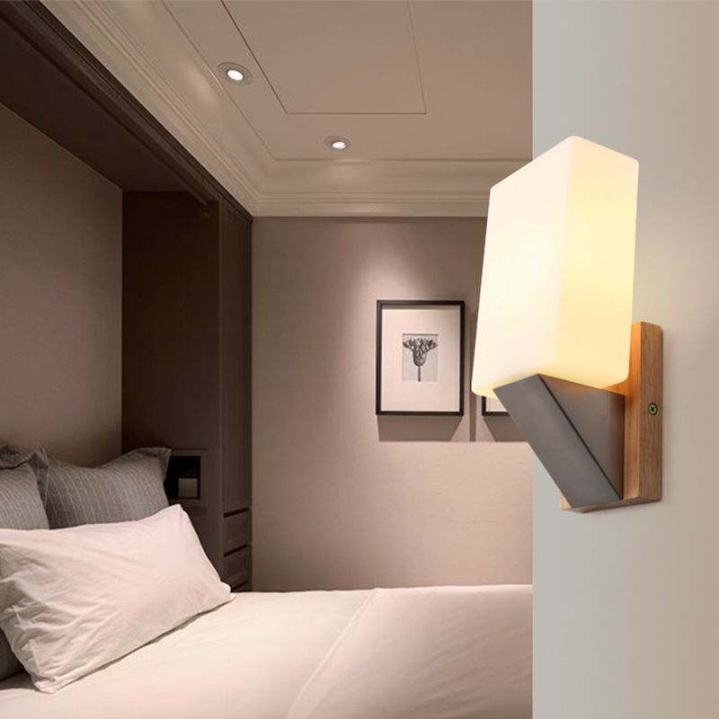 Modern Style Rectangular Wall Light Sconces Wood 1 Light Wall Lighting Ideas