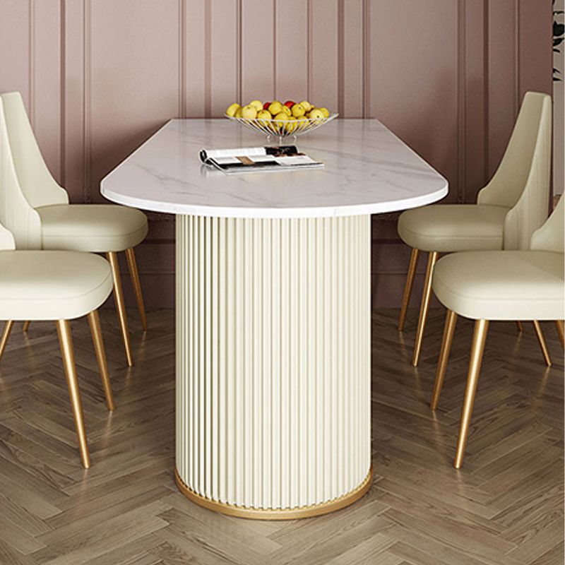 Modern Sintered Stone Dining Table Double Pedestal Table for Dining Room