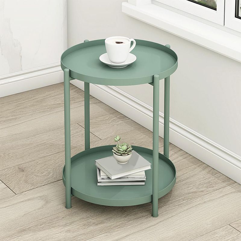 4 Legs Base Design Iron Material Green/white/black/yellow End Table Round Top Side Table