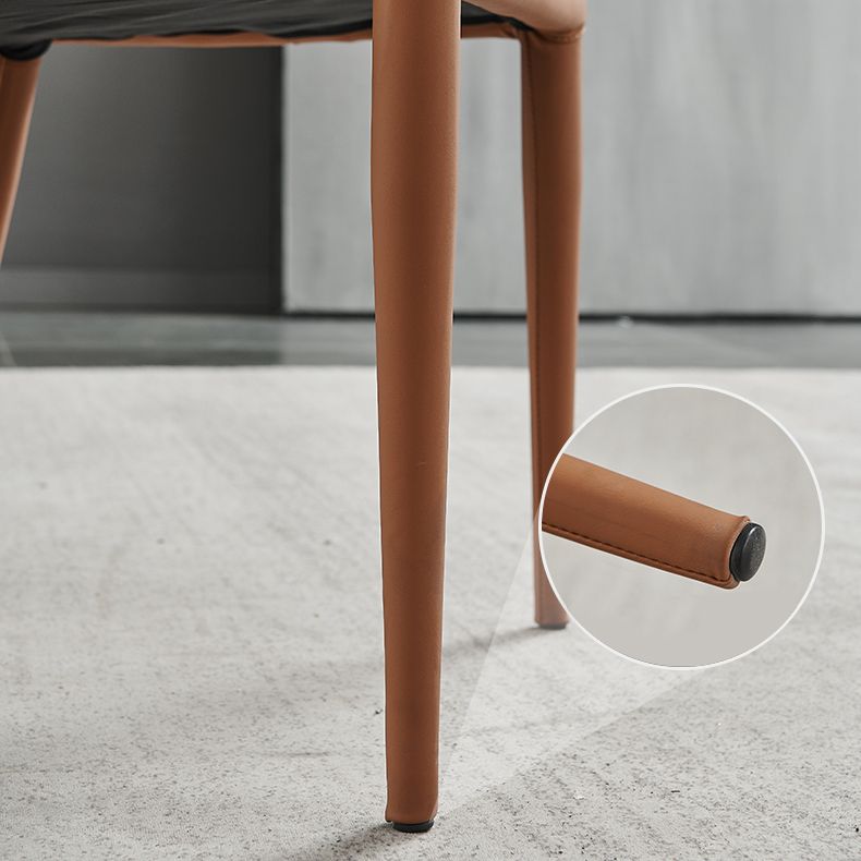 Moderne PU lederen eetkamerstoel Armless Metal Dining Chair voor thuisgebruik (set van 2)