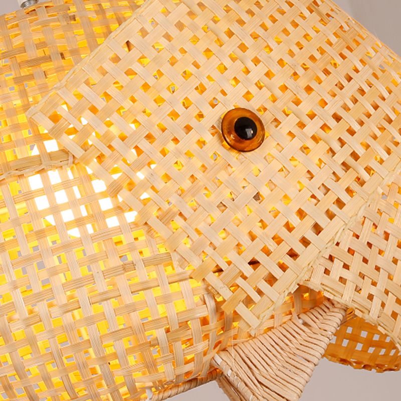 Bamboo Japanese Pendant Light Creative Fish 1-Light Hanging Ceiling Light