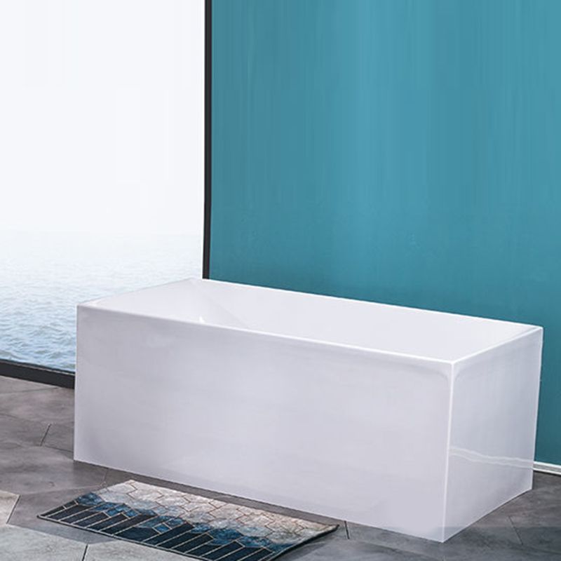 Modern Acrylic Freestanding Back to Wall Bathtub Soaking Rectangular Bath Tub