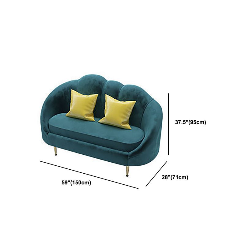 Velvet Curved Sofa Contemporary Sloped Arm Sofa for Living Room