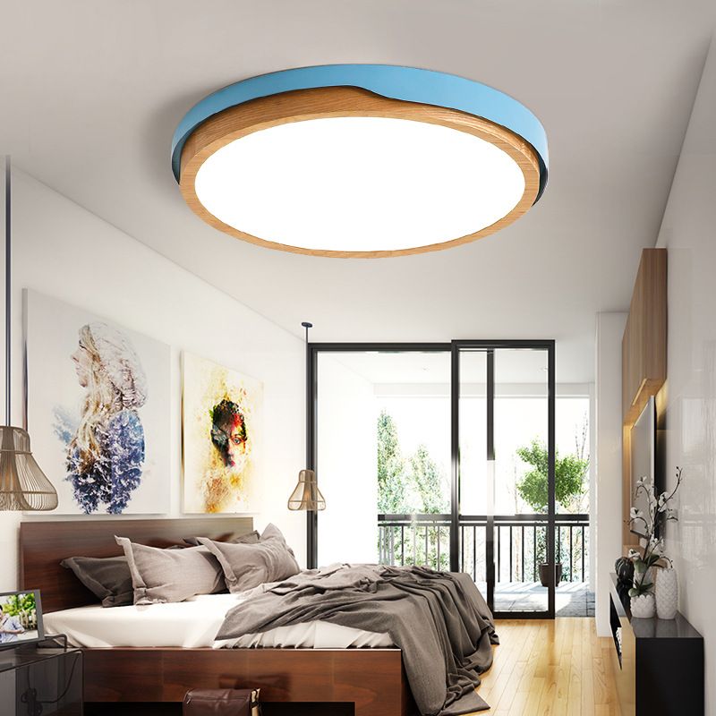 Blue/White Bedroom Flush Mount Light, Nordic Style Acrylic 1 Head Ceiling Lights Flush Mount