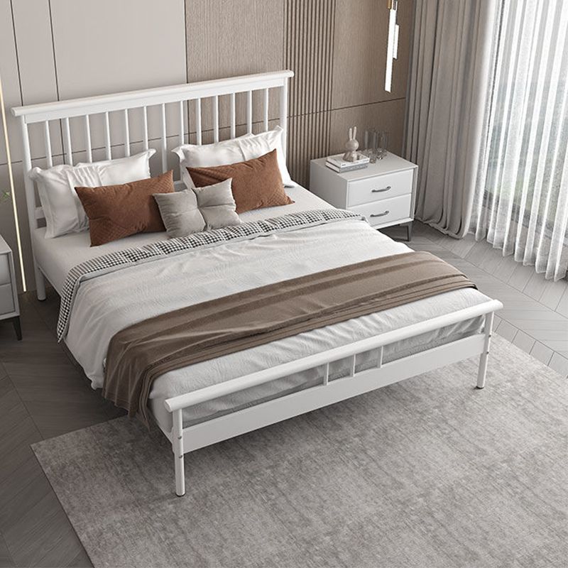 Glam Rectangle Headboard Bed with Iron Frame and Legs Open-Frame Bed