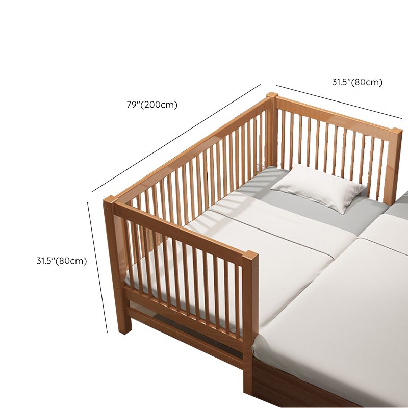 Solid Wood Baby Crib Farmhouse Birch Nursery Bed with Guardrail