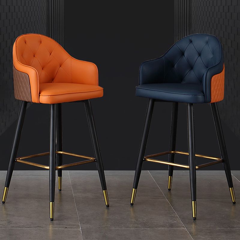 Glam Bar Stool Low Back Upholstered Counter Stool for Bristol