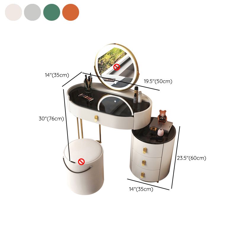 Mirrored Glass Makeup Counter Lighted Mirror Vanity Dressing Table with Drawer