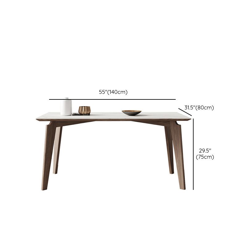 Industrial Style Dining Table Sintered Stone Table with Wooden Legs for Home Use