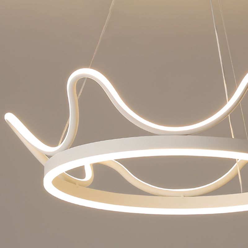 Contemporary Crown Shape Pendant Chandeliers Metal 2 Light Pendant Lighting in White