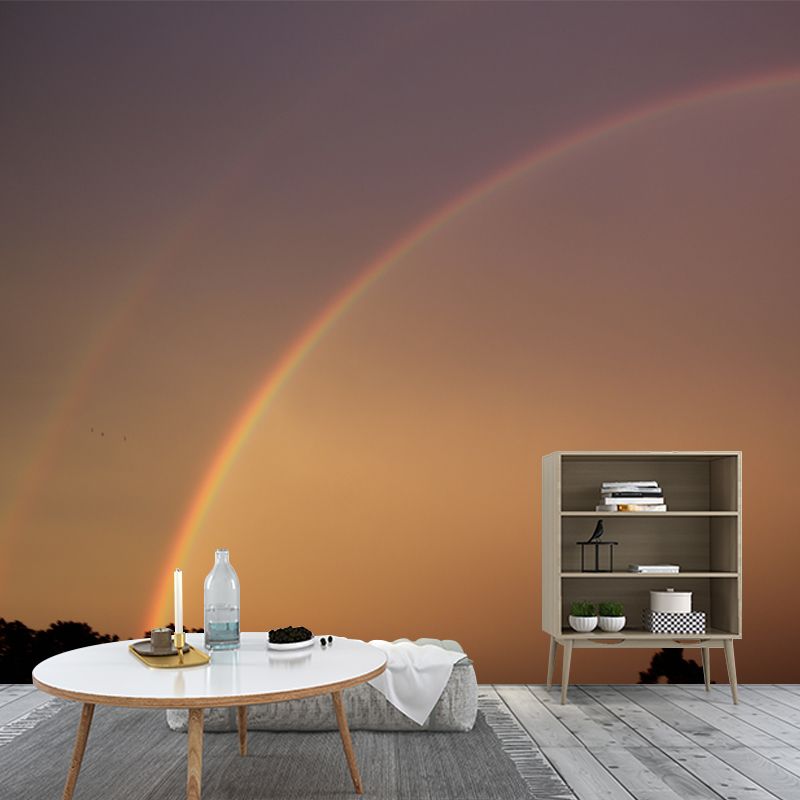 Sky with Rainbow Mural Wallpaper Waterproof Wall Decor for Bedroom, Customized Size