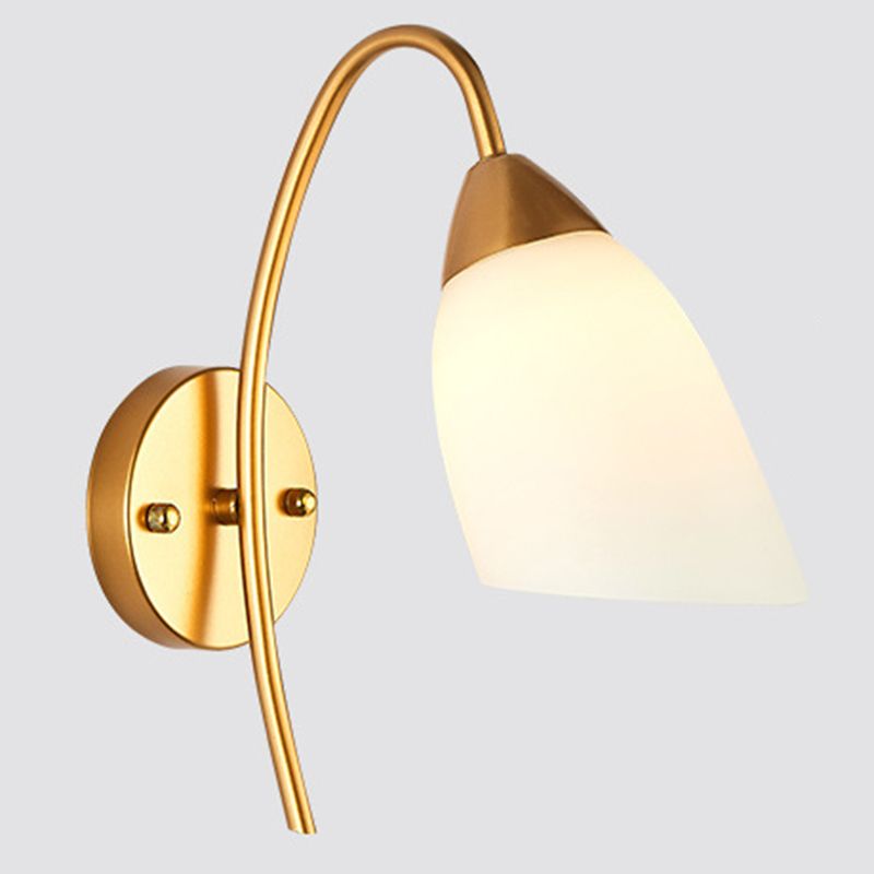 Gold Geometric Wall Lamp in Modern Creative Style Wrought Iron Wall Sconce with White Glass Shade