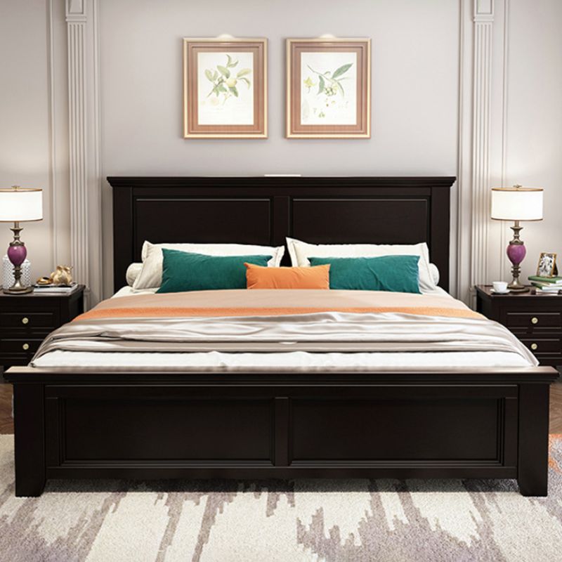 Contemporary Wood Standard Bed, Panel Rectangular Headboard Bed