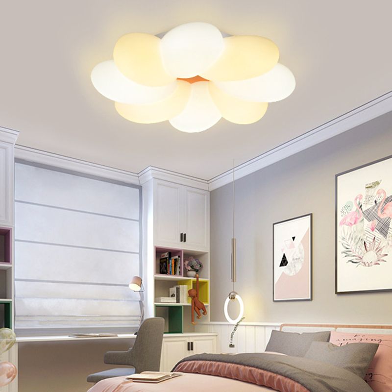 Flower Flush Mount Lighting 1 Light Plastic Kids Flush Ceiling Light Fixtures for Girls Bedroom