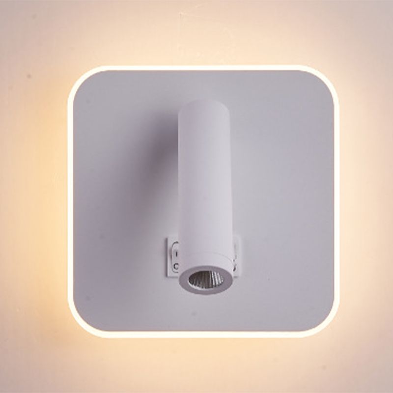 Modern Concise LED Reading Wall Lamp Iron Geometric Wall Light with Acrylic Shade