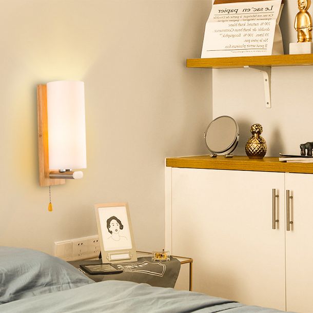 Cilindro de la sala de estar accesorio de iluminación de pared de vidrio Iluminación de pared moderna en blanco