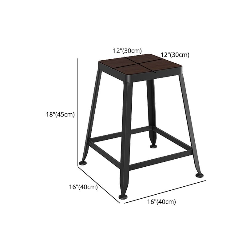 Taburete de bar interior de madera maciza de metal contemporáneo con respaldo