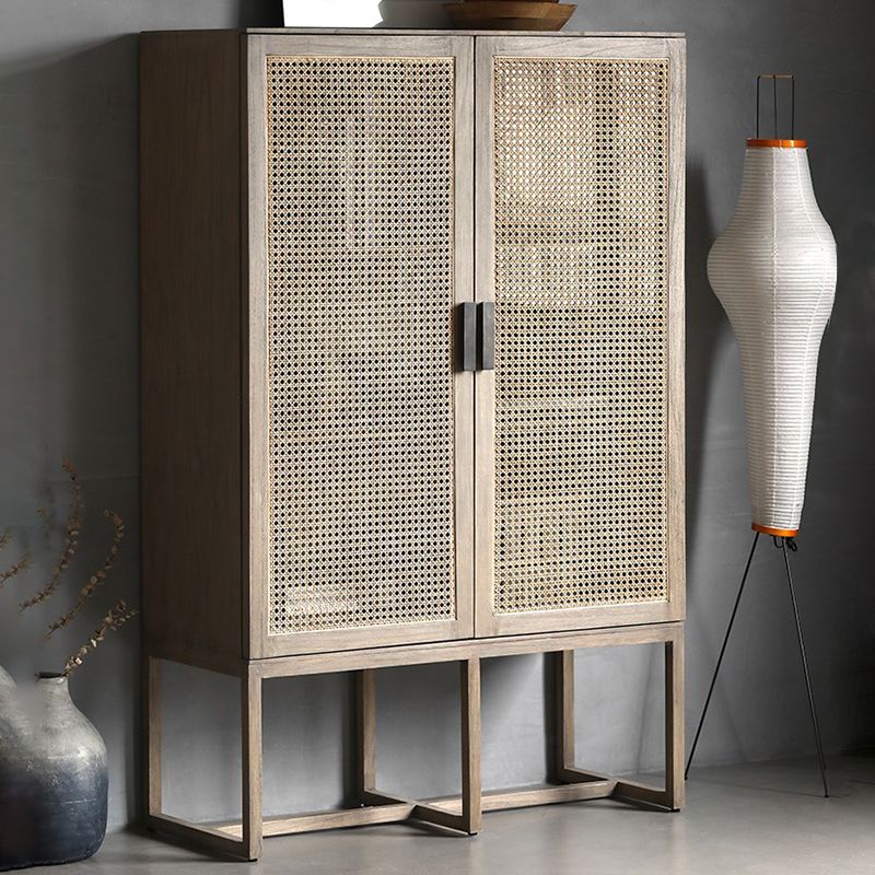 Rectangle Storage Cabinet Solid Wood Bar Pulls Cabinet with Doors