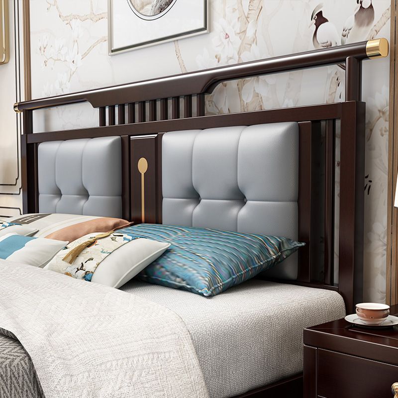 Solid Wood Traditional Panel Bed Tufted Standard Bed with Headboard