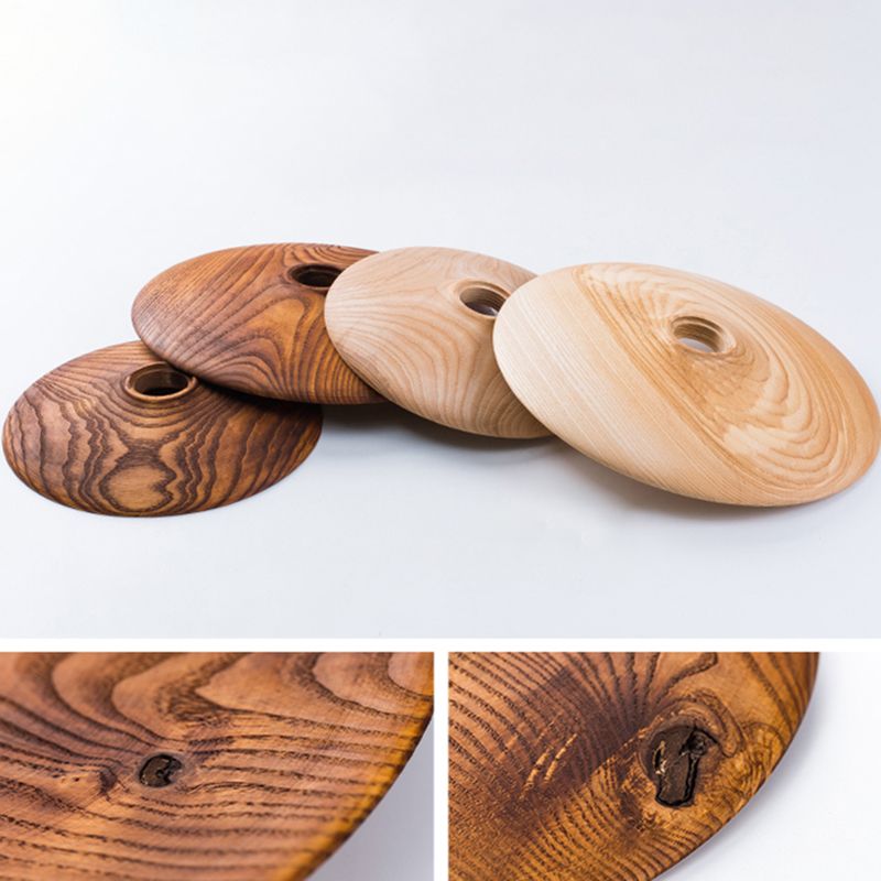 1 Light Pot Cover Hanging Pendant Modern Style Wood Hanging Lighting for Bedroom