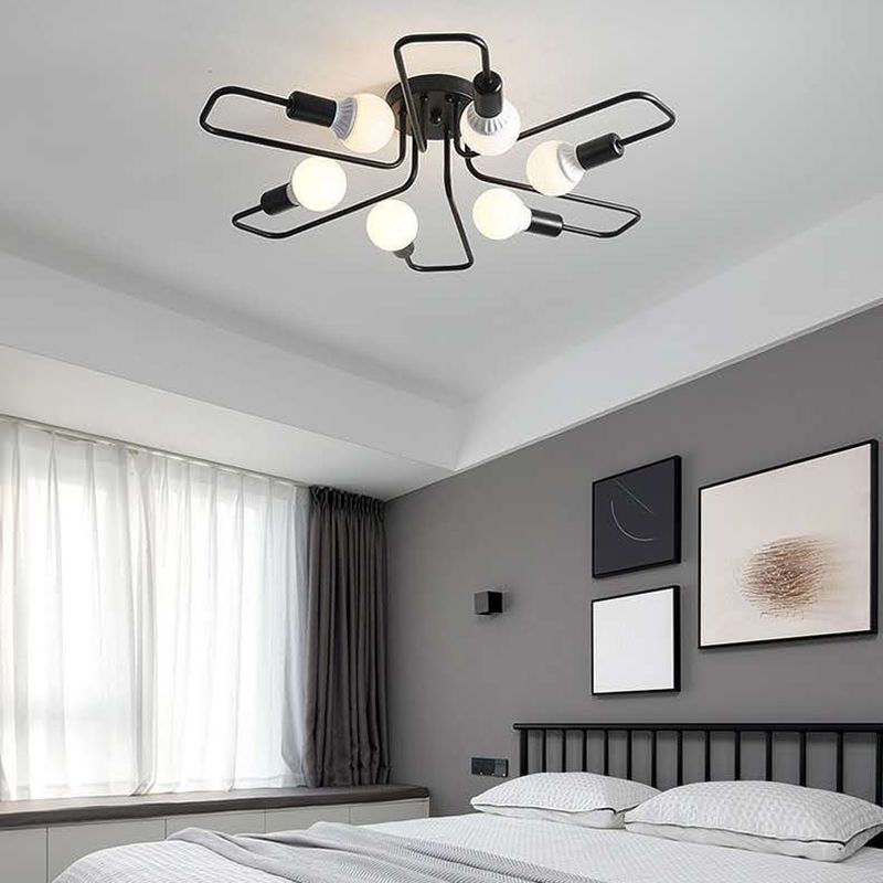 Plafondlamp in industriële stijl, metaal, multikop, inbouwlamp voor woonkamer